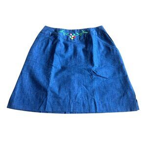 Quantum Sportswear Vintage Denim Floral Skort Skirt Athletic Casual Size Medium